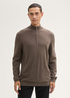 Mski Sweter Tom Tailor Troyer Knit Sweater In Recycled Cashmere Wood Brown Melange - 1043268-36303