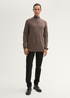 Mski Sweter Tom Tailor Troyer Knit Sweater In Recycled Cashmere Wood Brown Melange - 1043268-36303