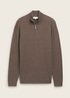 Mski Sweter Tom Tailor Troyer Knit Sweater In Recycled Cashmere Wood Brown Melange - 1043268-36303