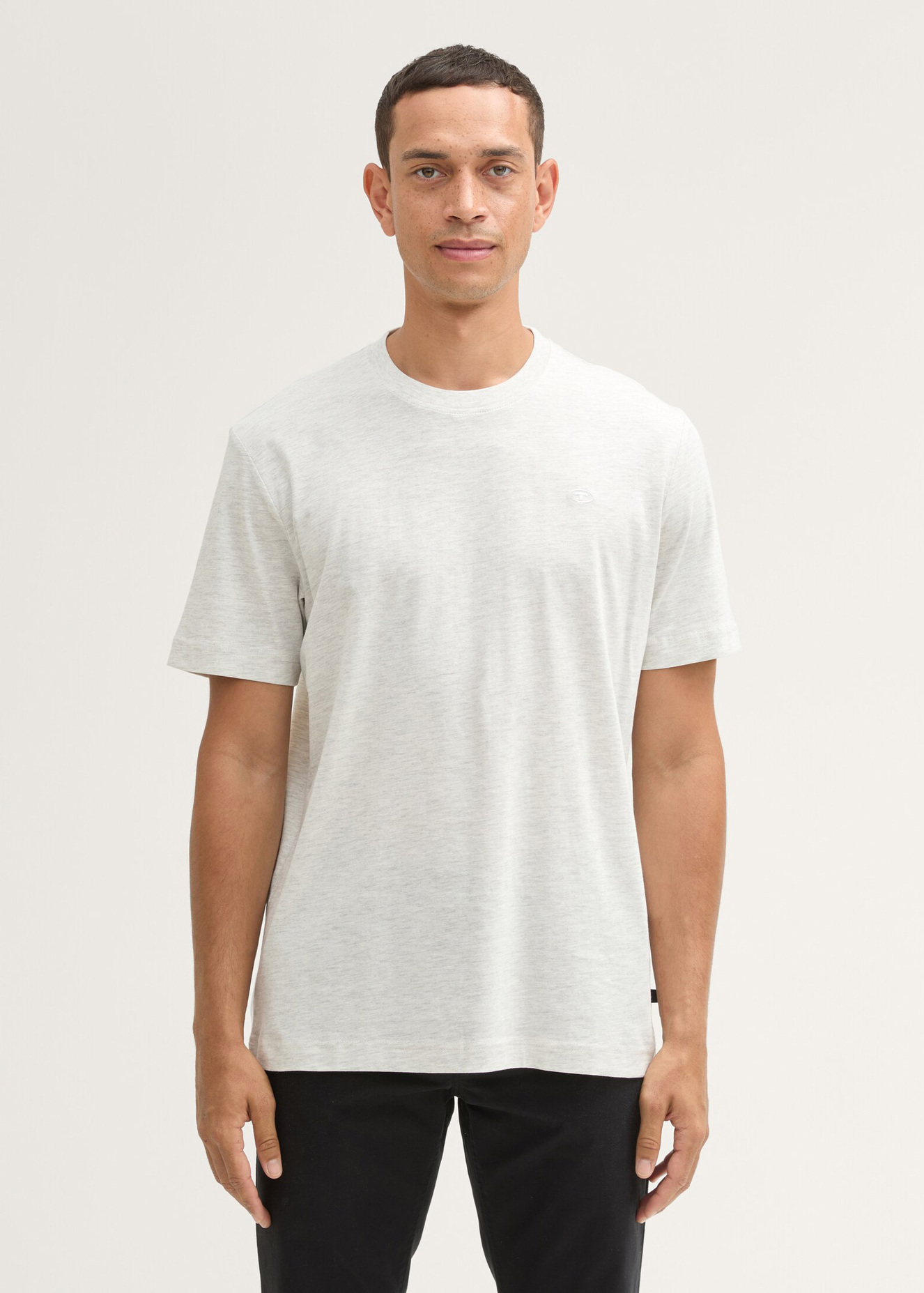 Meski T Shirt Tom Tailor Tshirt C Neck Offwhite Melange - 1044016-30469