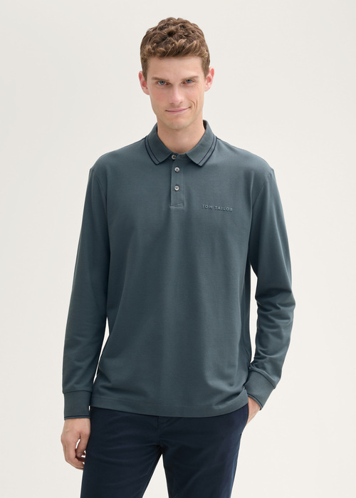 Tom Tailor Longsleeve Polo Tee - Stormy Blue 1043998-27604