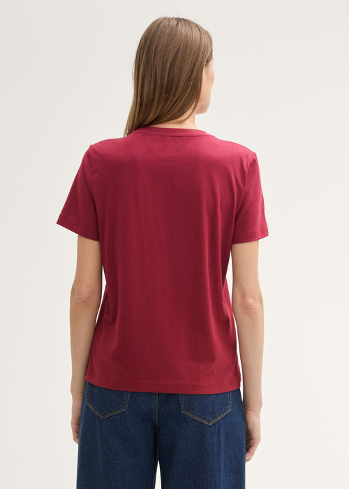 Damski T Shirt Tom Tailor Printed T Shirt With Organic Cotton Deep Red - 1043104-35930