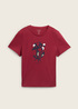 Damski T Shirt Tom Tailor Printed T Shirt With Organic Cotton Deep Red - 1043104-35930
