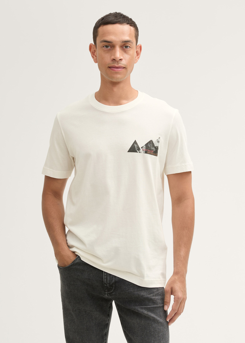 Mski T Shirt Tom Tailor T Shirt With A Photo Print Off White - 1043994-10332