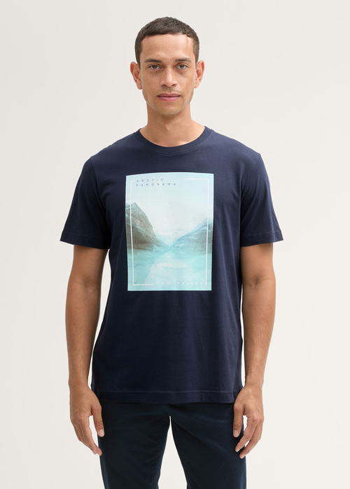 Tom Tailor T-shirt With A Photo Print - Sky Captain Blue 1043994-10668 