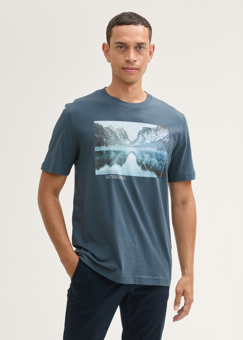 Tom Tailor T-shirt With A Photo Print - Stormy Blue 1043994-27604 