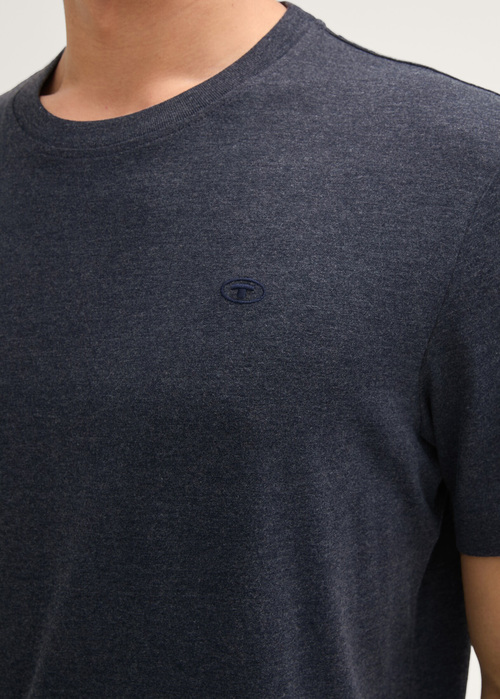 Mski T Shirt Tom Tailor C Neck T Shirt Sky Captain Blue White Melange - 1044016-19024