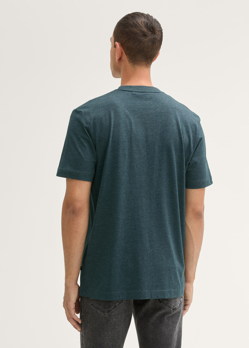 Meski T Shirt Tom Tailor C Neck T Shirt Deep Green Lake Melange - 1044016-24704