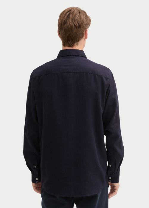 Meska Koszula Materialowe Tom Tailor Shirt With A Mlange Look Knitted Navy Melange - 1042659-13160