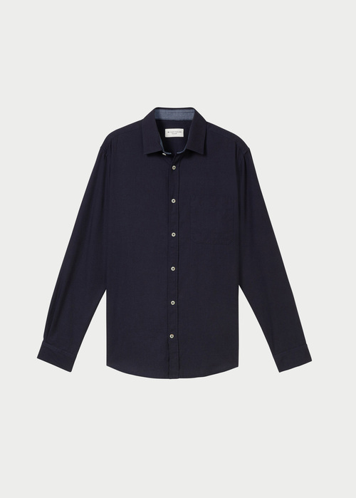 Meska Koszula Materialowe Tom Tailor Shirt With A Mlange Look Knitted Navy Melange - 1042659-13160