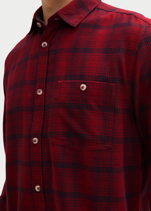 Meska Koszula Materialowe Tom Tailor Shirt In A Checked Pattern Burgundy Navy Check - 1042660-36005