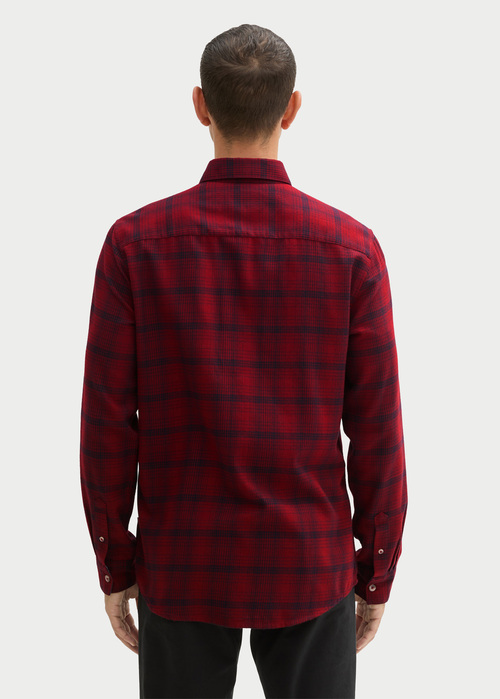 Meska Koszula Materialowe Tom Tailor Shirt In A Checked Pattern Burgundy Navy Check - 1042660-36005
