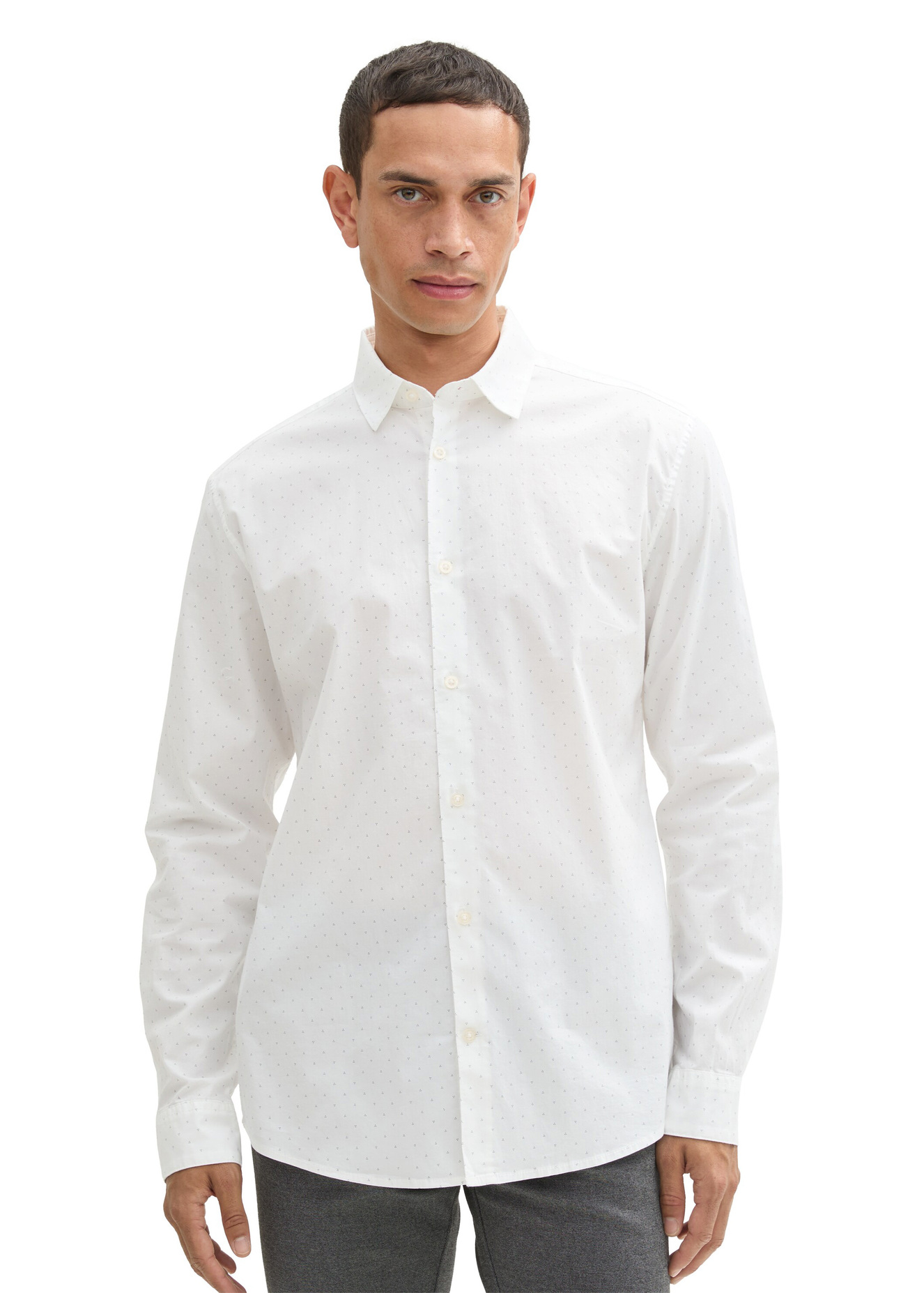 Meska Koszula Materialowe Tom Tailor Stretch Shirt White Dot Design - 1042668-36039