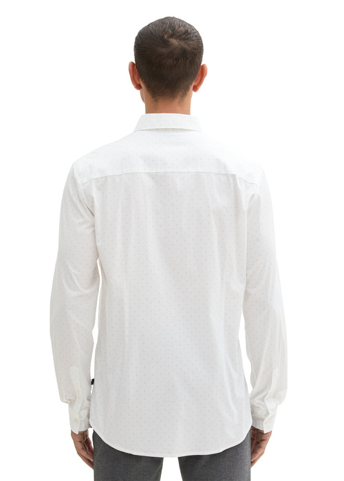 Meska Koszula Materialowe Tom Tailor Stretch Shirt White Dot Design - 1042668-36039