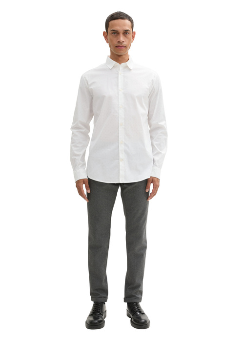 Meska Koszula Materialowe Tom Tailor Stretch Shirt White Dot Design - 1042668-36039
