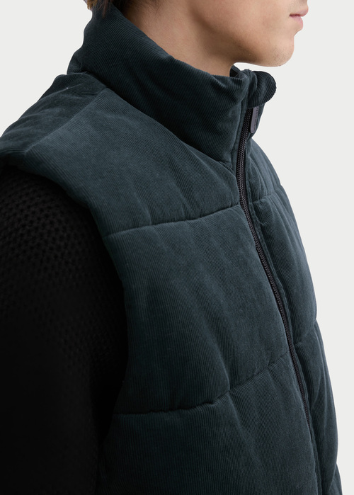 Meski Bezrekawnik Tom Tailor Puffer Vest With A Corduroy Look Dark Gable Green - 1043593-10362