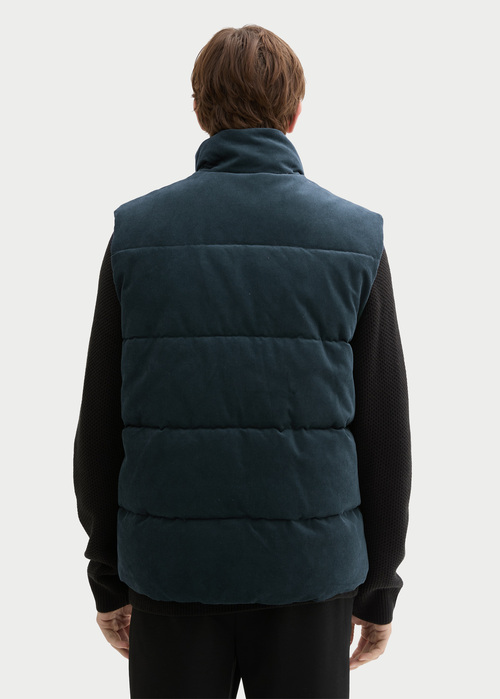 Meski Bezrekawnik Tom Tailor Puffer Vest With A Corduroy Look Dark Gable Green - 1043593-10362