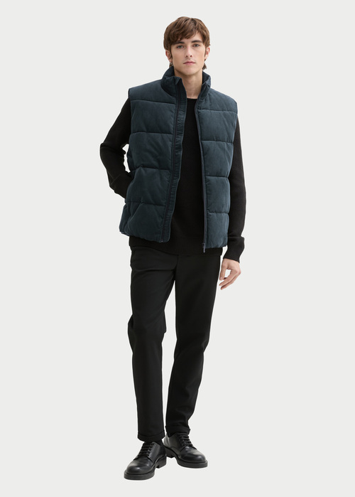 Meski Bezrekawnik Tom Tailor Puffer Vest With A Corduroy Look Dark Gable Green - 1043593-10362