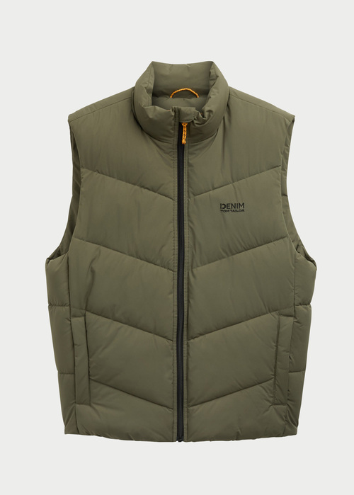 Meski Bezrekawnik Tom Tailor Puffer Vest With A Logo Urban Olive Green - 1042106-23802