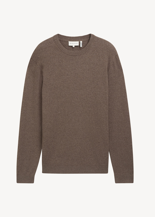Mski Sweter Tom Tailor Knit Sweater In Recycled Cashmere Wood Brown Melange - 1043266-36303