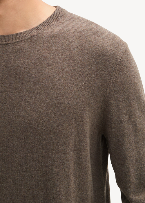 Mski Sweter Tom Tailor Knit Sweater In Recycled Cashmere Wood Brown Melange - 1043266-36303