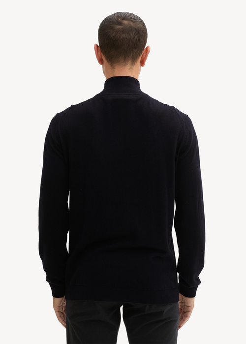 Meski Sweter Tom Tailor Troyer Knit Sweater In Recycled Cashmere Black - 1043268-29999