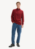 Mski Sweter Tom Tailor Troyer Knit Sweater In Recycled Cashmere Burgundy Dark Red Melange - 1043268-35676