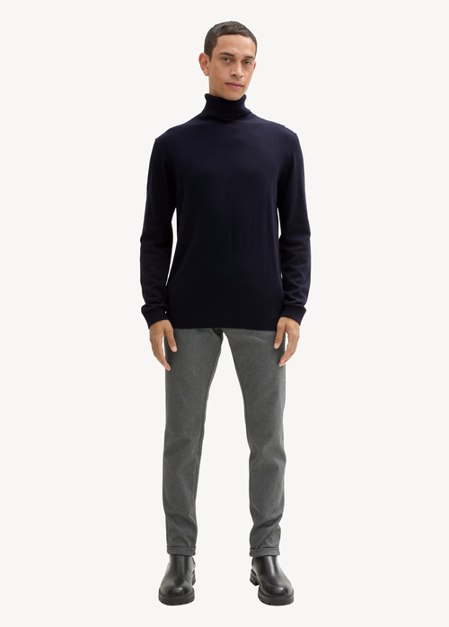 Meski Sweter Tom Tailor Turtleneck Cashmere Sweater Knitted Navy Melange - 1043267-13160