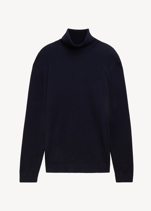 Meski Sweter Tom Tailor Turtleneck Cashmere Sweater Knitted Navy Melange - 1043267-13160