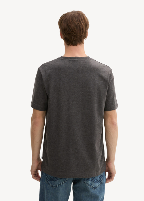 Meski T Shirt Tom Tailor C Neck T Shirt Black Grey Melange - 1043417-10617