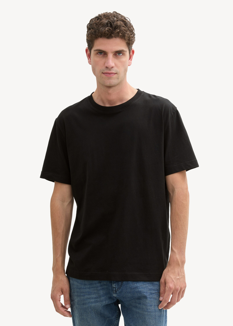 Mski T Shirt Tom Tailor C Neck T Shirt Black - 1043417-29999