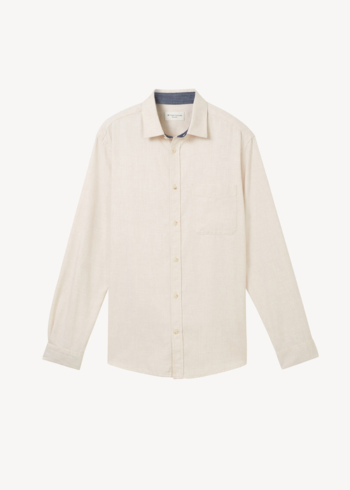 Meska Koszula Materialowe Tom Tailor Shirt With A Mlange Look Light Sand Melange - 1042659-36107