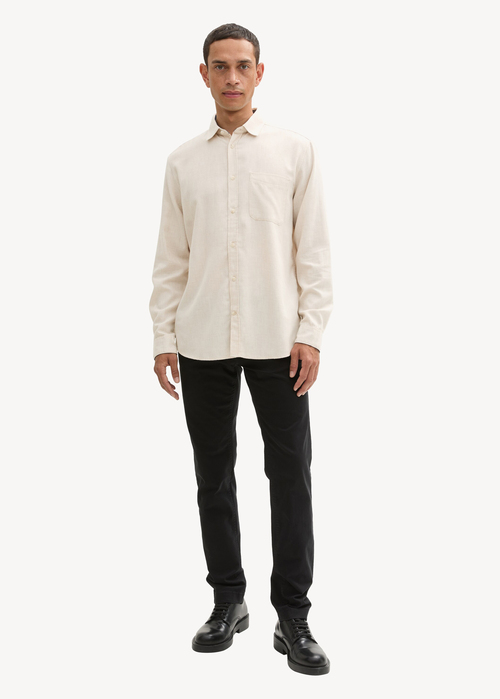 Meska Koszula Materialowe Tom Tailor Shirt With A Mlange Look Light Sand Melange - 1042659-36107