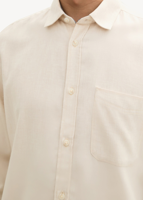 Meska Koszula Materialowe Tom Tailor Shirt With A Mlange Look Light Sand Melange - 1042659-36107