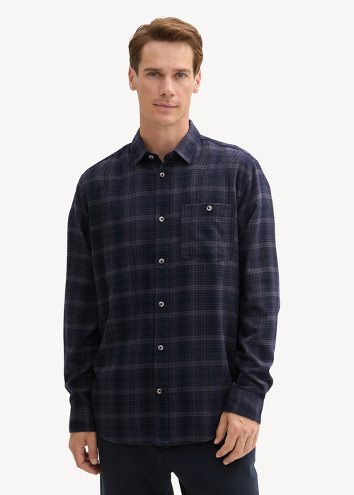 Tom Tailor Shirt In A Checked Pattern - Navy Tonal Check 1042660-36006 