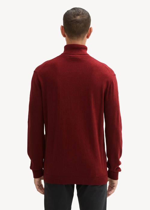 Meski Sweter Tom Tailor Turtleneck Cashmere Sweater Burgundy Dark Red Melange - 1043267-35676