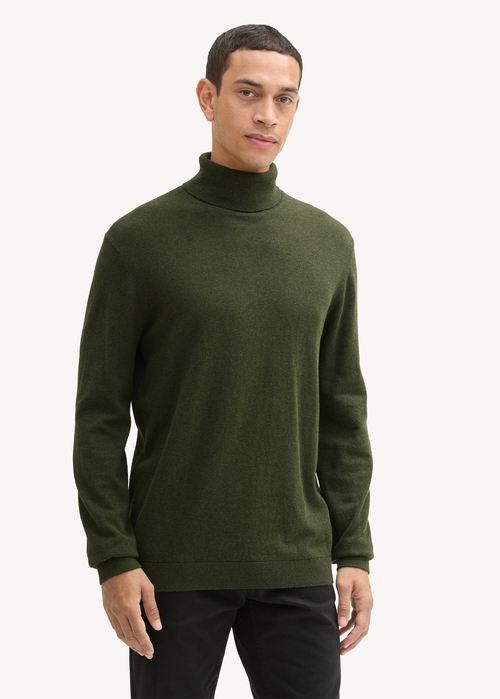 Tom Tailor Turtleneck Cashmere Sweater - Rosin Green Melange 1043267-36230 