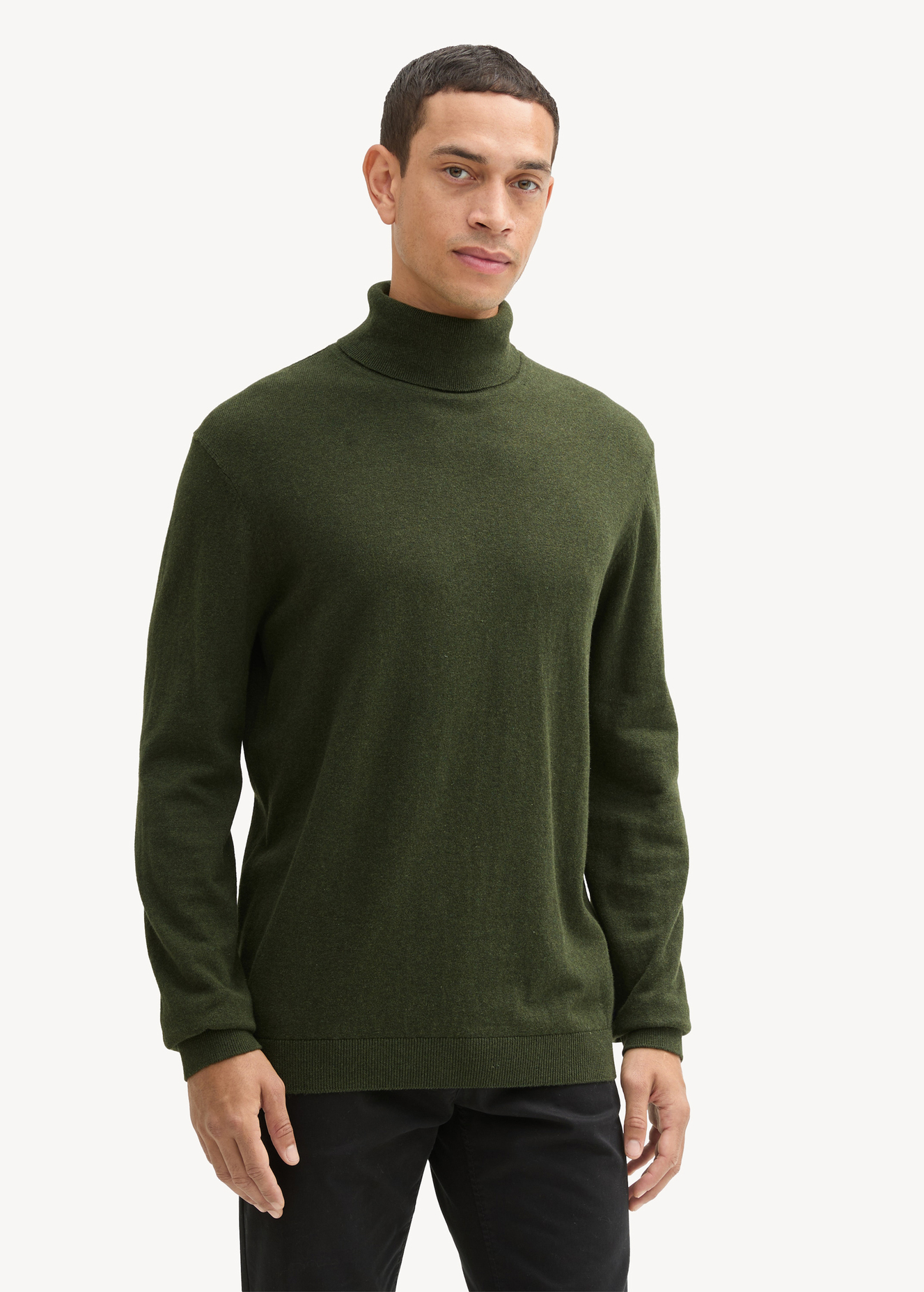 Tom Tailor Turtleneck Cashmere Sweater Rosin Green Melange - 1043267-36230 Tom Tailor Turtleneck Cashmere Sweater Rosin Green Melange - 1043267-36230