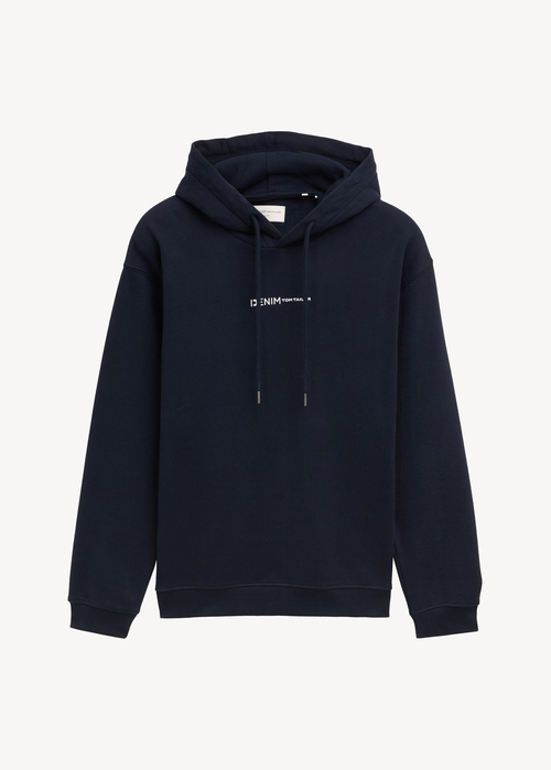 Meska Bluza Deniim Tom Tailor Printed Hoodie Sky Captain Blue - 1033580-15148