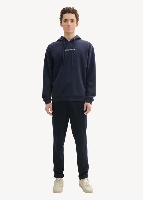 Meska Bluza Deniim Tom Tailor Printed Hoodie Sky Captain Blue - 1033580-15148