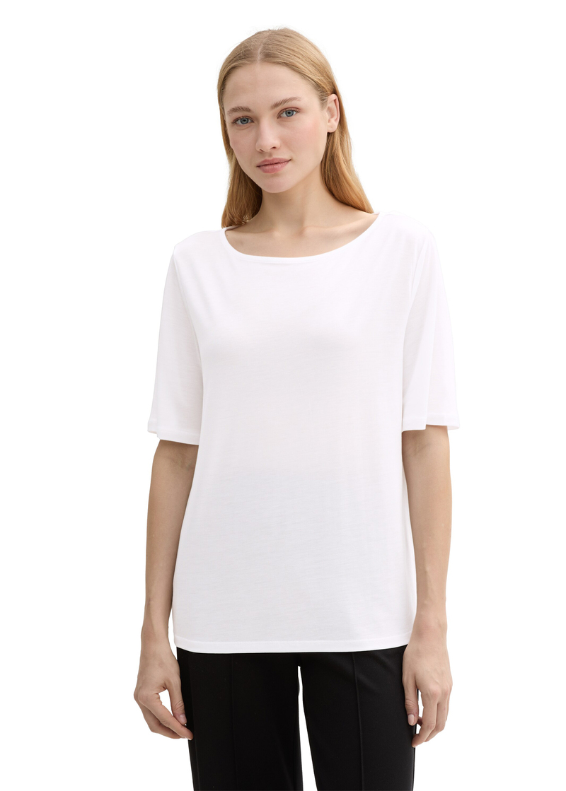 Damski T Shirt Tom Tailor C Neck Tee White - 1047234-20000