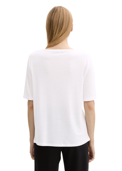 Damski T Shirt Tom Tailor C Neck Tee White - 1047234-20000