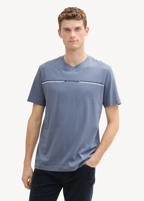 Tom Tailor T-shirt With A Print - Dove Grey 1037803-11281 