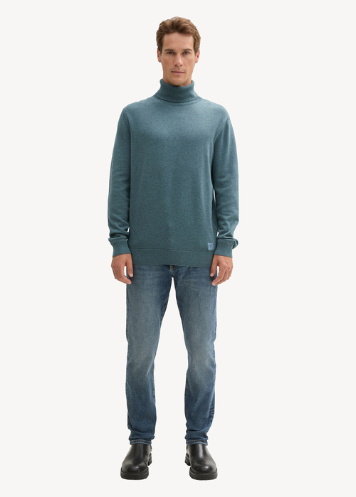 Meski Sweter Tom Tailor Turtleneck Stormy Teal Melange - 1042456-36148