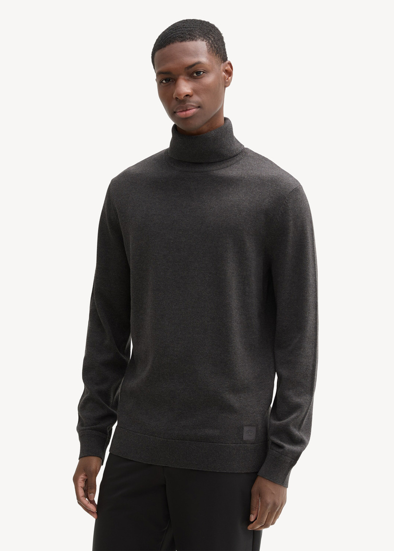 Meski Sweter Tom Tailor Turtleneck Black Grey Melange - 1042456-10617