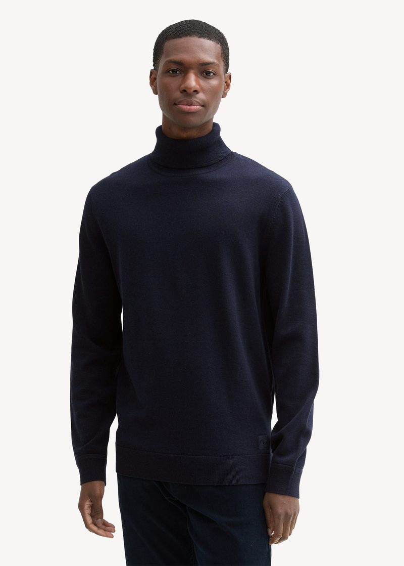 Meski Sweter Tom Tailor Knitted Navy Melange - 1042456-13160