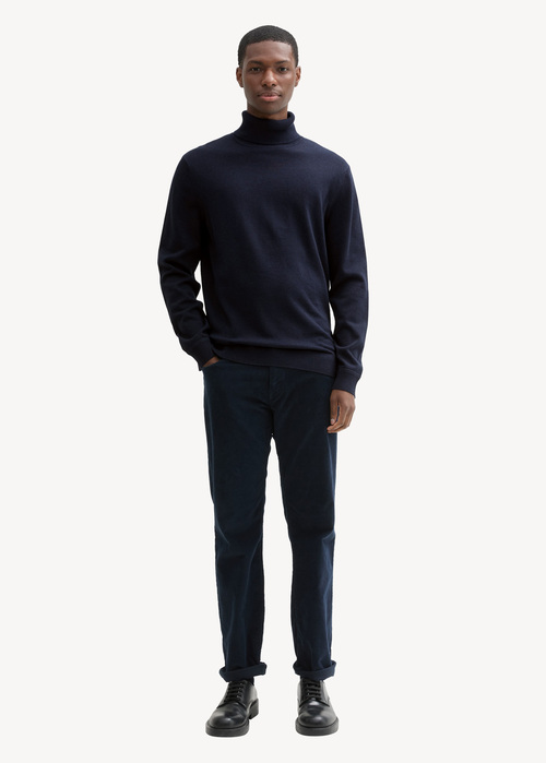 Meski Sweter Tom Tailor Knitted Navy Melange - 1042456-13160
