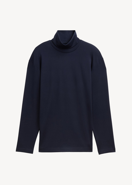 Meski Sweter Tom Tailor Long Sleeved Shirt With Turtleneck Sky Captain Blue - 1043993-10668