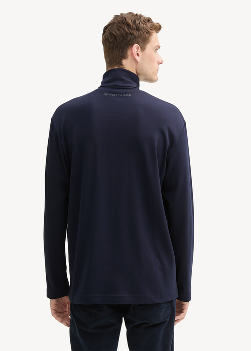 Meski Sweter Tom Tailor Long Sleeved Shirt With Turtleneck Sky Captain Blue - 1043993-10668