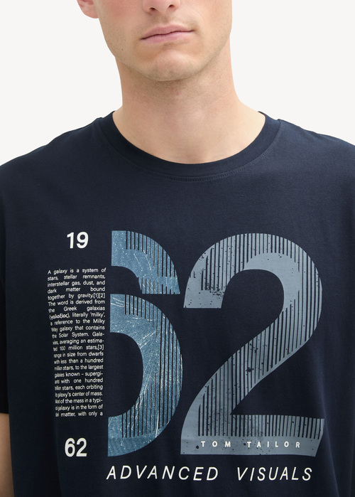 Meski T Shirt Tom Tailor T Shirt With Print Sky Captain Blue - 1044015-10668